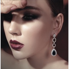 Platinum Plated Sapphire Water Drop Earrings - Diamond Cut Original Swiss Cubic Zirconia